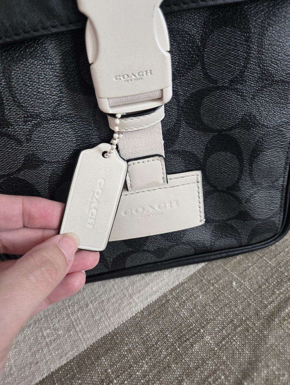 Coach Track Pack In Signature Canvas, Style C6645, Gunmetal/Charcoal Chalk - Picture 5 of 17
